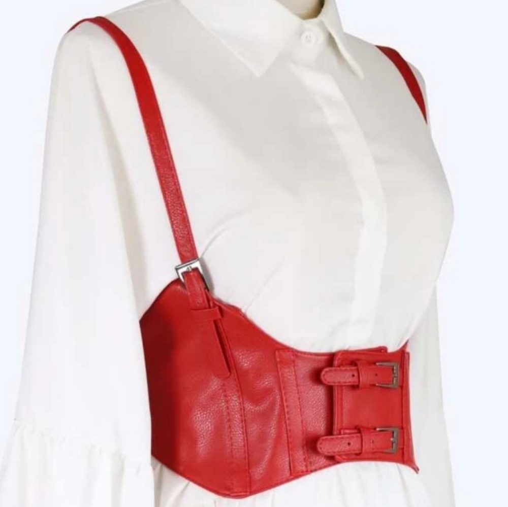 Bohemian Woman's Retro Suspenders Harness Belt Red